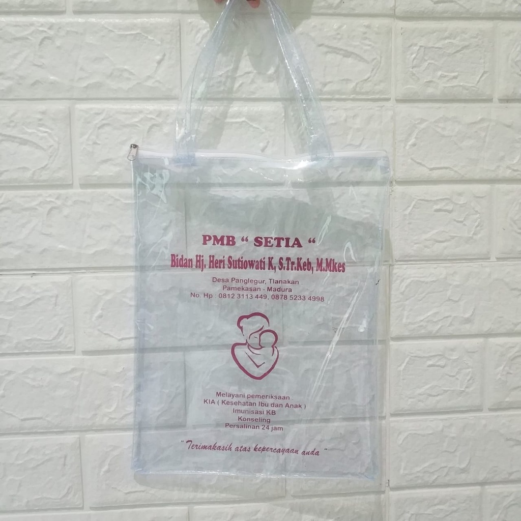 

Tas Souvenir Hampers Bidan buku KIA bahan Mika PVC Full Transparant