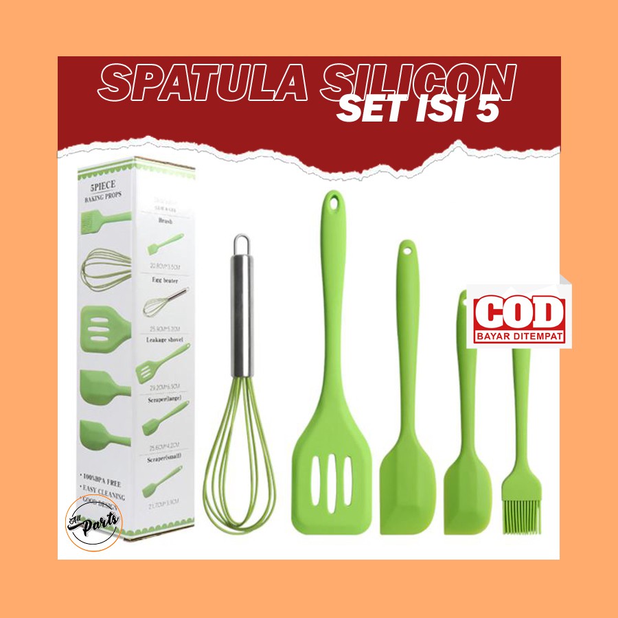 Sepatula Spatulla Set Sotel Silikon Sutil Spatula Silicon Utensil Set Perlengkapan Memasak 5 in 1 BPA Free