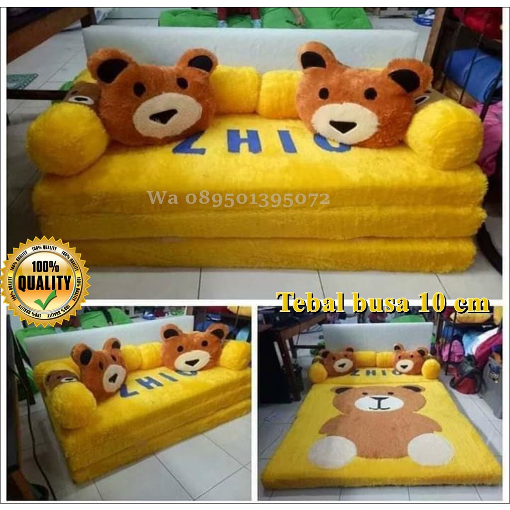 TERMURAH Kasur Lipat Sofa bed 2 in 1 Cover Bulu Rasfur/ Sofabed Bulu Halus