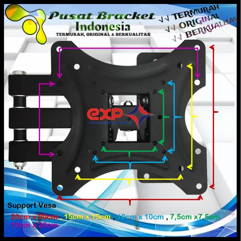 Bracket TV SHARP 14 s/d 43 inch 6 ARAH FULL BESI SUPER KOKOH GARANSI 100% ORI