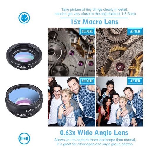 10 in 1 Lensa Kamera Fisheye Wide Angle Macro untuk Smartphone