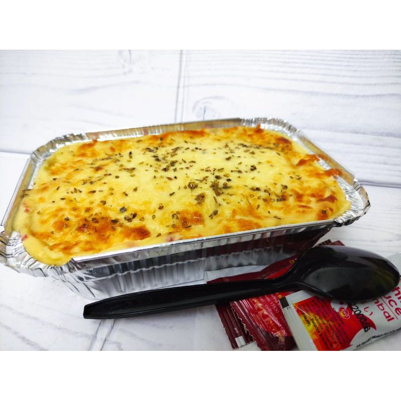 

Spaghetti Brulee Keju Mozarella Murah Saus Bolognese - kemasan 250 ml bisa kirim bentuk Frozen Food