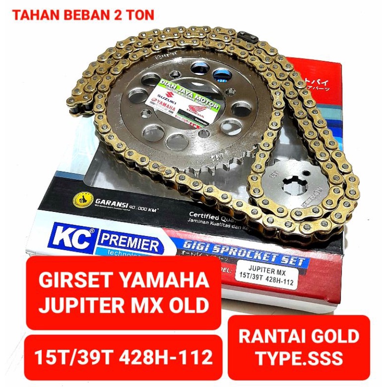 (KCP) kc Premier Girset jupiter mx lama 15T/39T/428H Yamaha Jupiter Mx Old Rantai Gold Model SSS Mx 