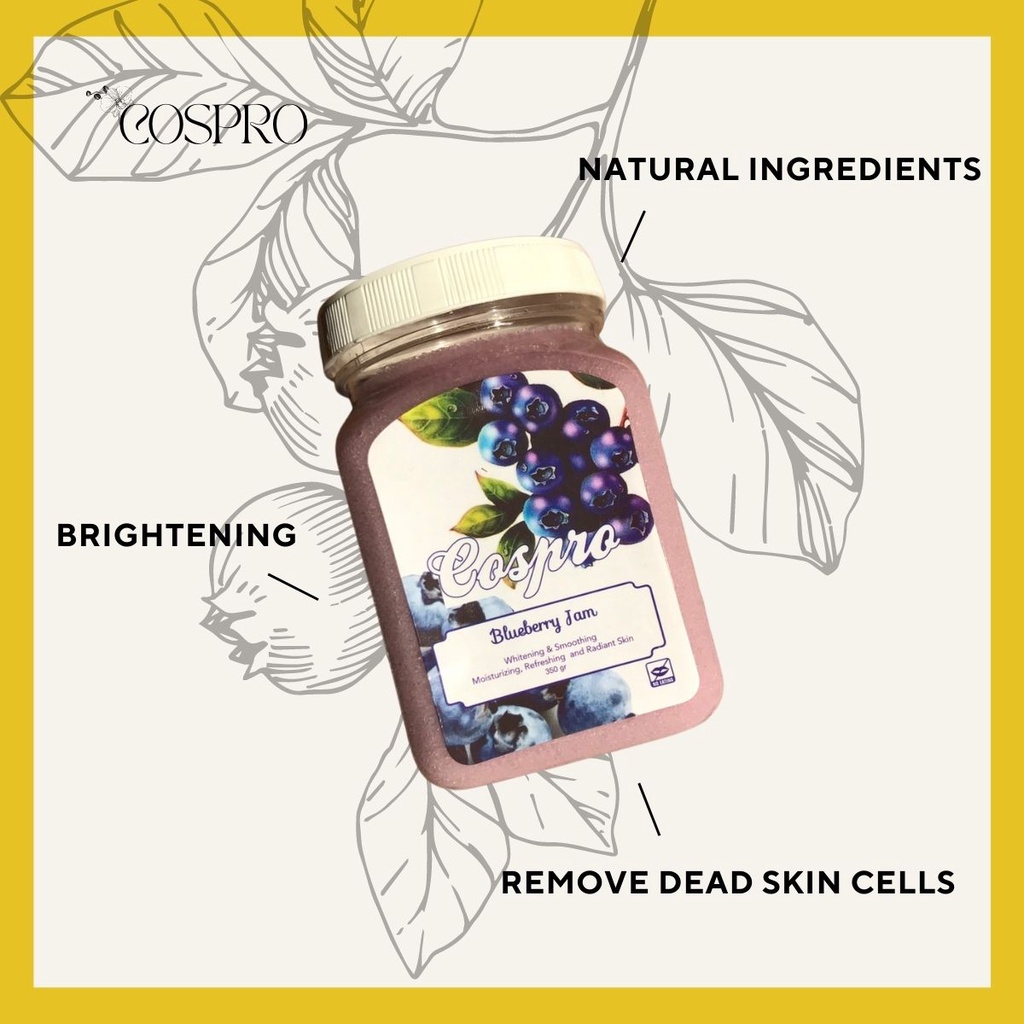 Body Scrub Cospro  Body Salt - Blueberry - Whitening & Smoothing - Lulur Garam Mandi scrub badan Lul