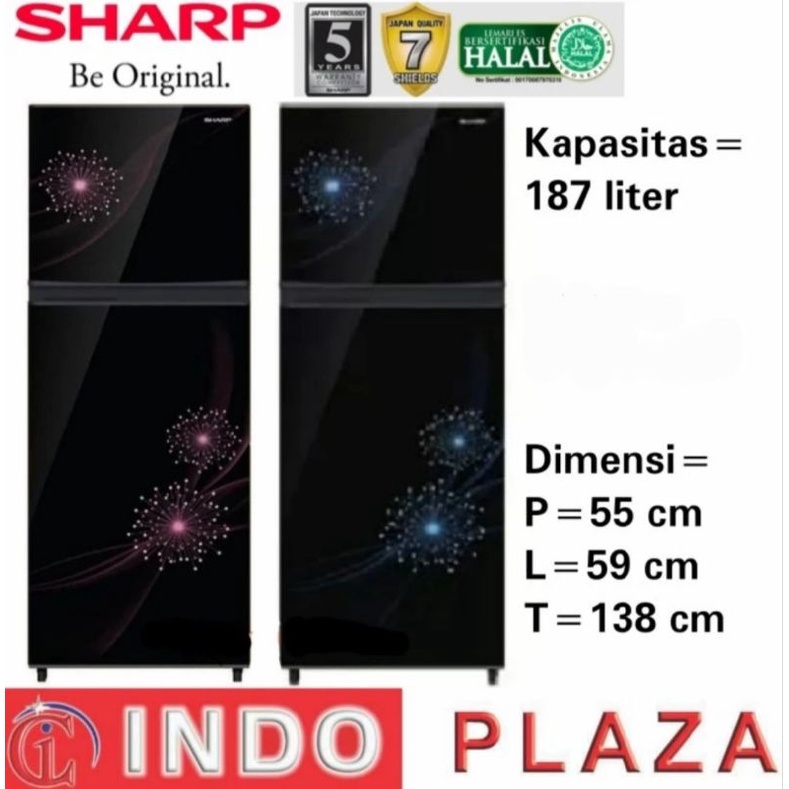 KULKAS SHARP 2 PINTU TANPA BUNGA ES (NO FROST) GLOSSY DOOR SJ-237MG