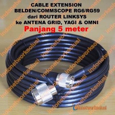 LINKSYS ROUTER EXTENSION CABLE BELDEN/COMMSCOPE untuk ANTENA GRID YAGI OMNI (5m)