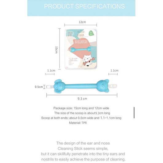 Boogertool X kids  like oogiebear pembersih telinga dan hidung mirip oogie bear booger tool