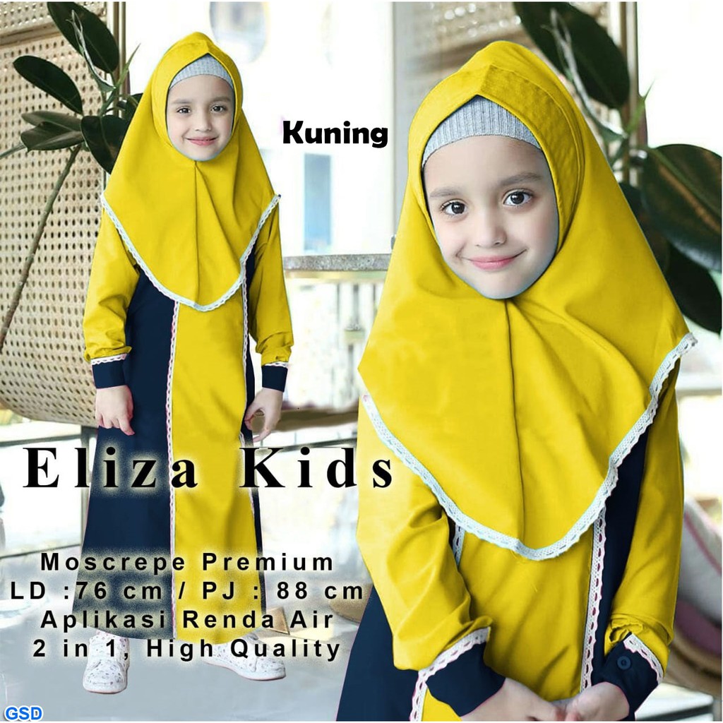 Eliza Syari Kids/Gamis Perempuan Muslimah/Syari Anak Modern/Baju Muslim Anak 3 - 5 Tahun Sale!!