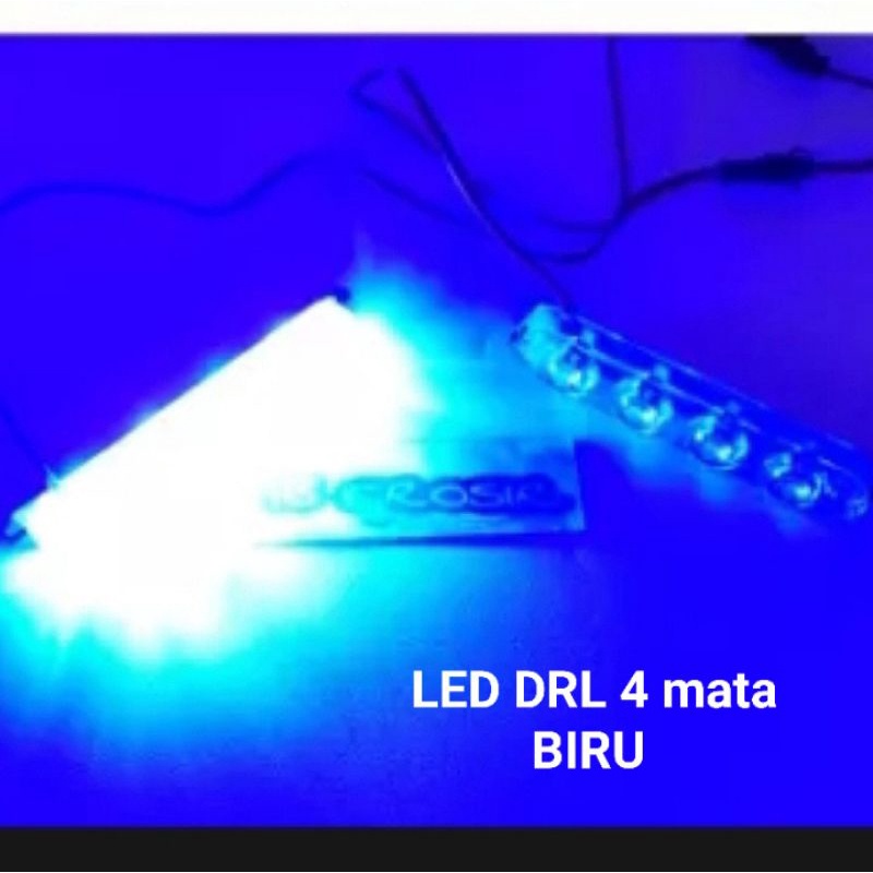 Lampu LED DRL 4 mata cahaya BIRU ( 2 pcs )