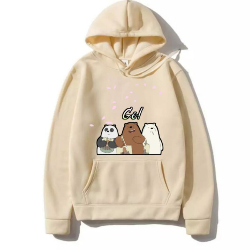 Hoodie Wanita Gambar Bears Oversize Korean Style Sweater Murah Tebal Xxl Kekinian Lilac Panda Boba