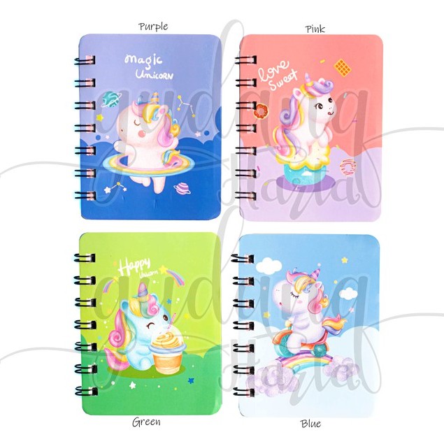 Notebook Mini Spiral Rainbow Unicorn Buku Catatan Mini Kuda Pelangi GH 308734