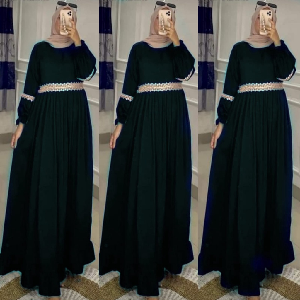 dayana maxi ceruty bebydoll renda impor terbaru /gamis syarii ceruty renda /gamis syarii kombinasi