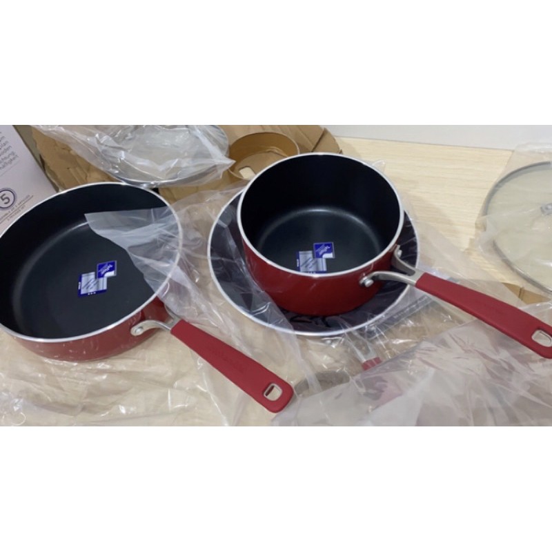 Kitchenaid Aluminum 5 Pcs Non Stick Cookware KC2AS05BER Empire Red Panci Masak Set