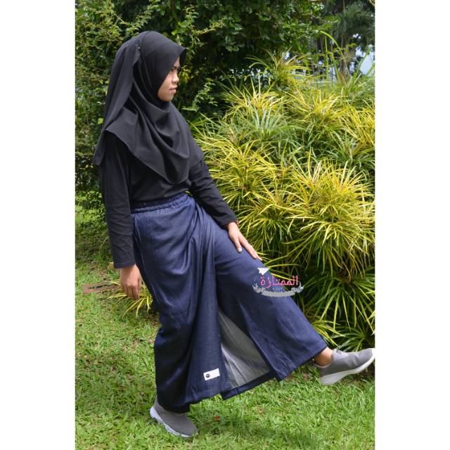 Rok celana  soft jeans denim khusus warna  navy  Shopee 