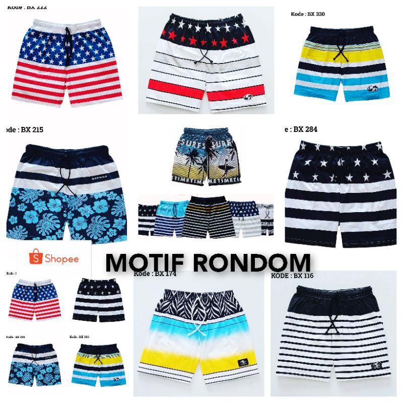 BOXER SURFING PRIA &amp; WANITA MOTIF PANTAI RADER 211W AUTHENTIC+ | BOXER BY ELBEE CLOTH