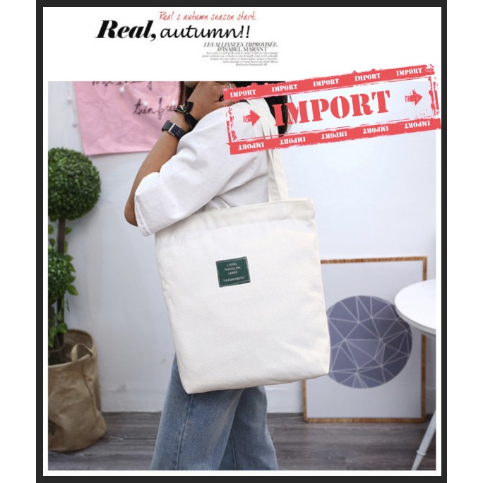 XIA01 Tas IMPORT Tote Korea Living Traveling Share Bag with Zipper TKM