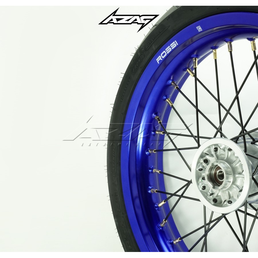 WHEELSET BANSET SUPERMOTO KLX 150 ROSSI BLUE TROMOL ORIGINAL