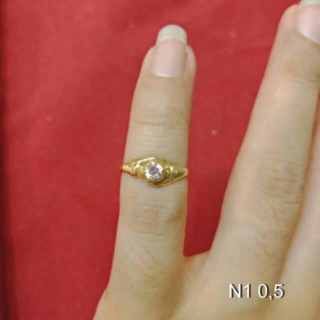 Cincin anak No 1 anak dan dewasa emas asli kadar 700 70% 22 1 satu g gr gram z petir permata putih selisih merica