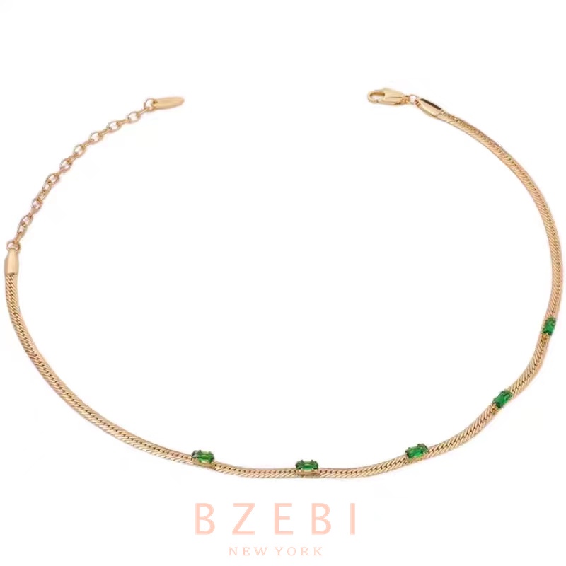 Bzebi Gelang Tangan Titanium Steel Lapis Emas 18k Hias Berlian Gaya Korea 1001n Untuk Wanita