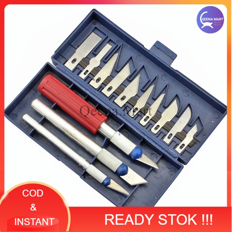 

Set Pisau Ukir Seni 13 in 1 Crafting Art Knife with 3 Handle - A-003