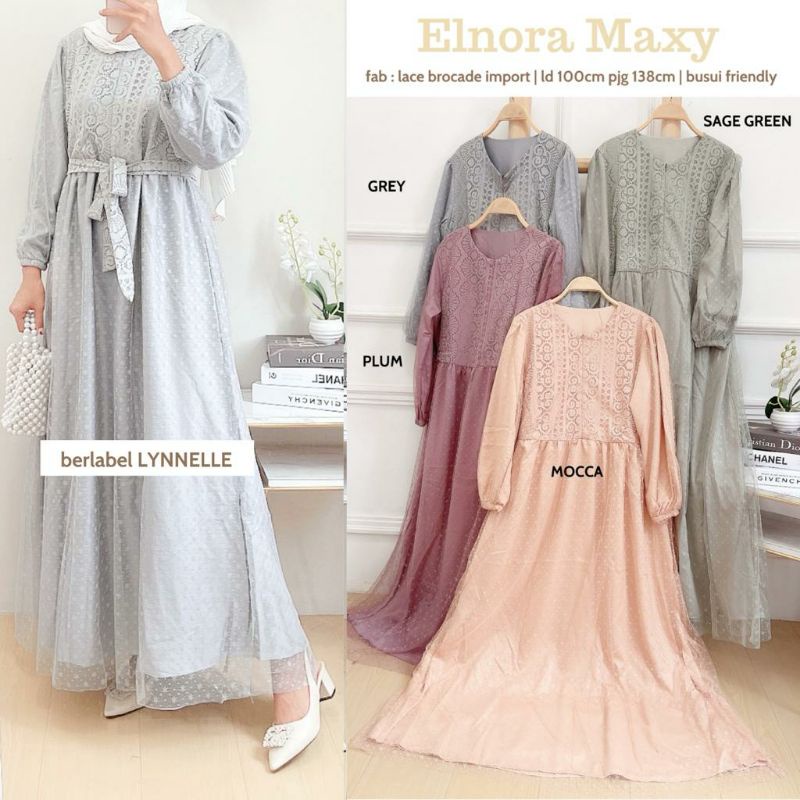 DRESS PANJANG BROCADE BRUKAT BROKAT BRUKLAT | MAXY/MAXI DRESS LACE | LONG DRESS BUSUI | ELNORA BY LY