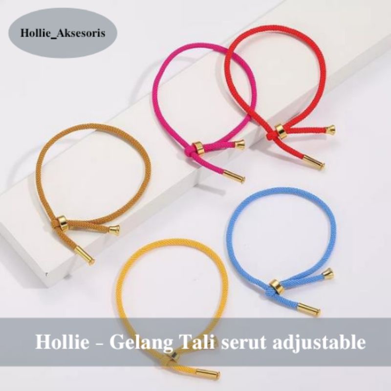 GELANG TALI SERUT IMPORT Pandora model Adjustable bahan gelang untuk liontin huruf inisial Emas Asli