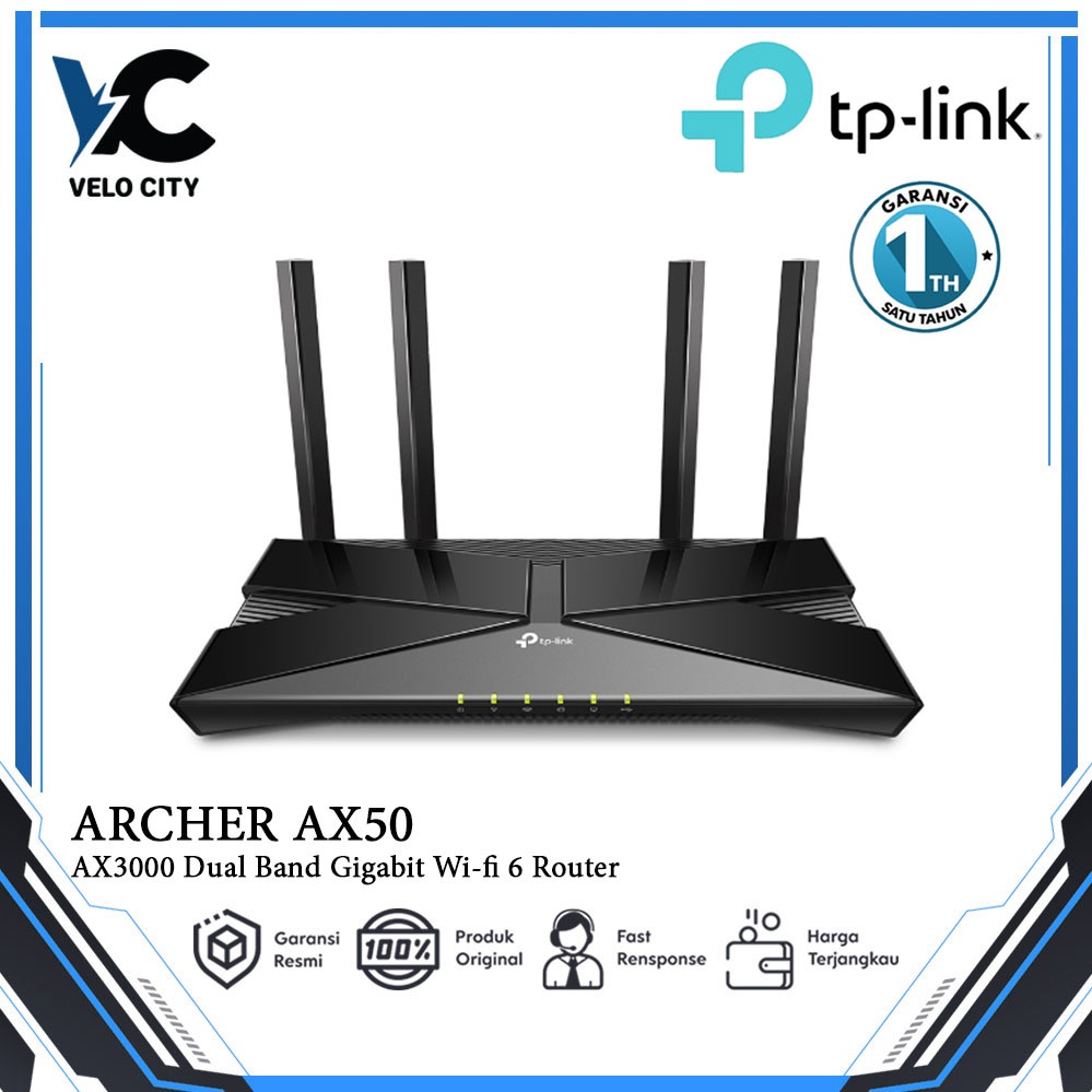 TP-LINK Archer AX50 AX3000 Dual Band Gigabit Wi-Fi 6 Router - garansi 1 Tahun