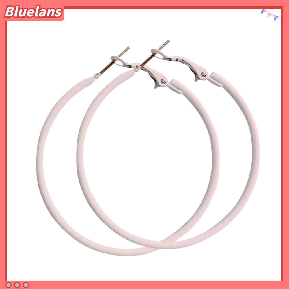 Anting Hoop Bentuk Lingkaran Besar Warna Permen Untuk Wanita