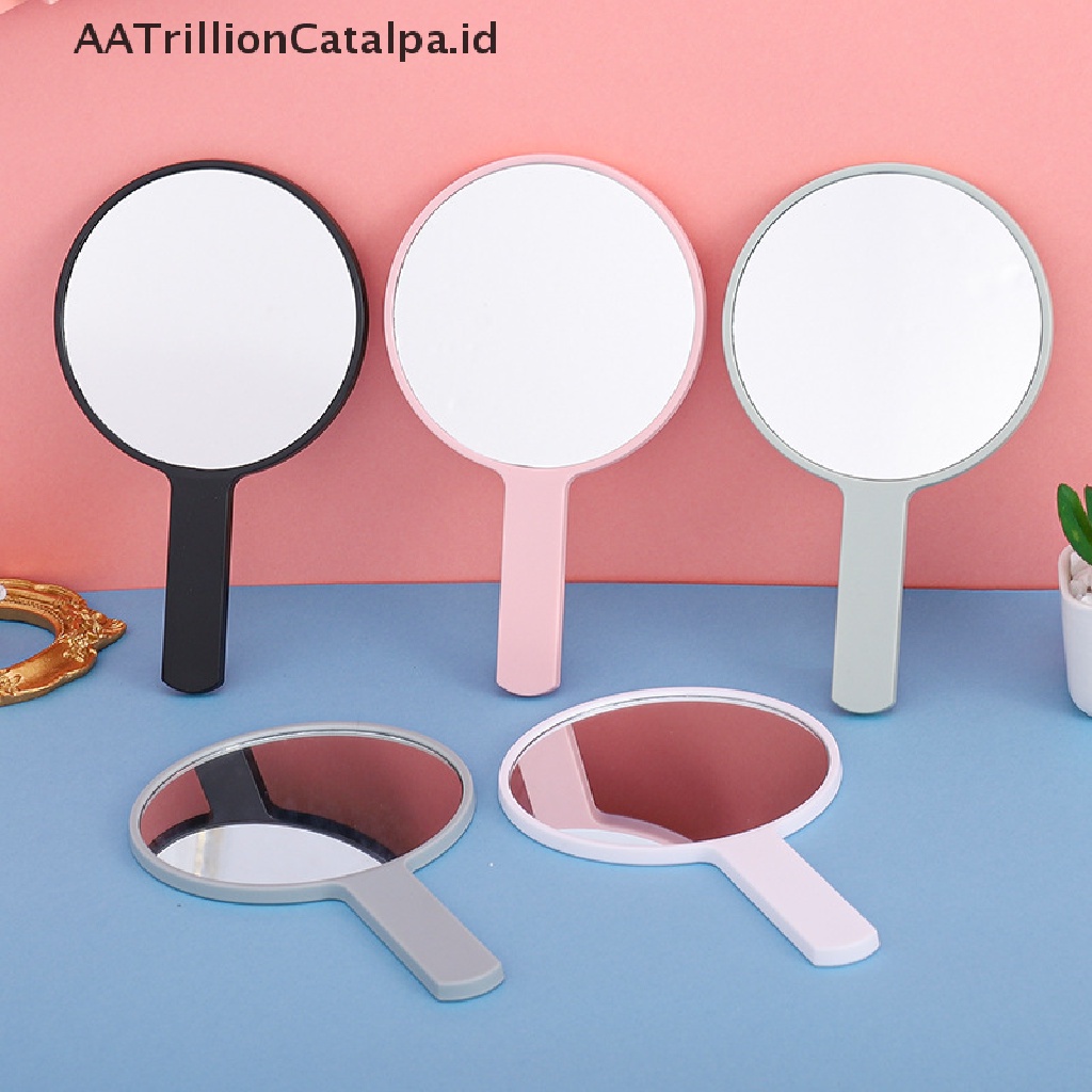 (AATrillionCatalpa) Cermin Makeup Bulat Dengan Gagang