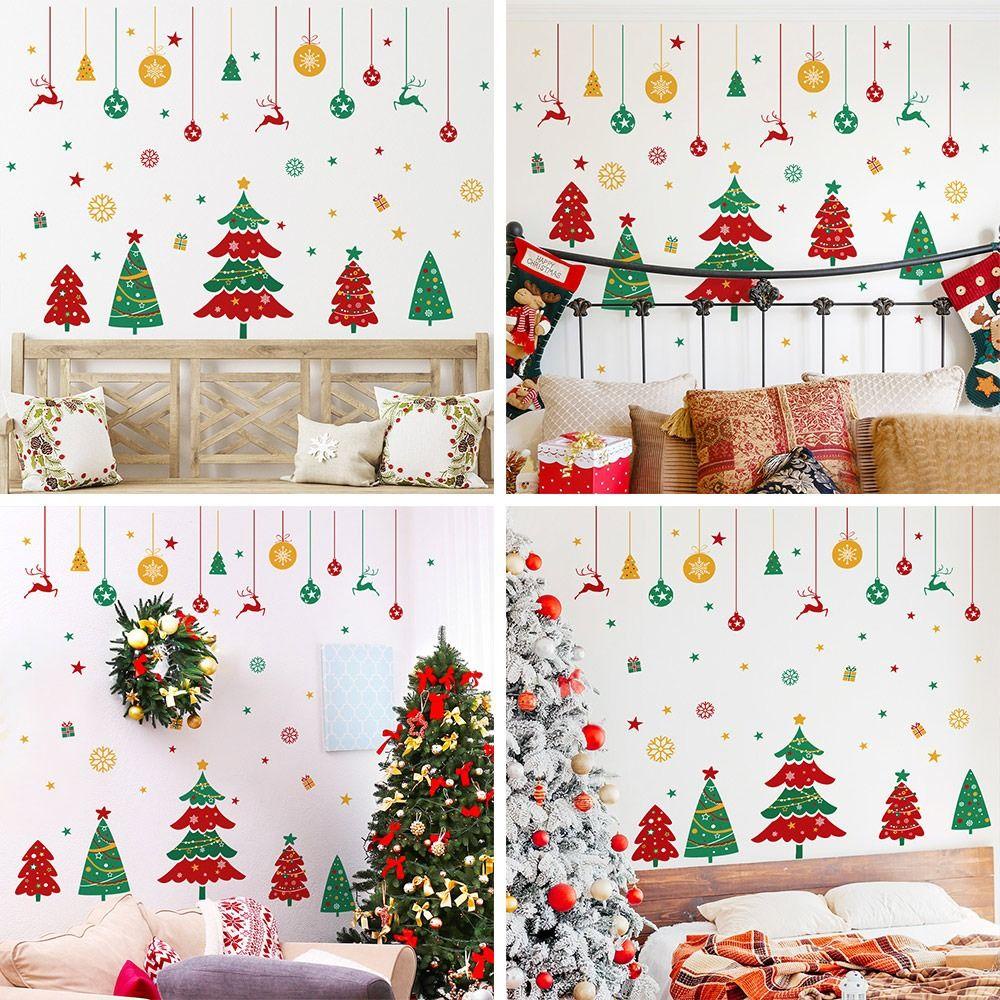 R-flower Christmas Wall Sticker Dinding Decroation New Year Stiker Perekat Diri Wallpaper Dekorasi Untuk Rumah