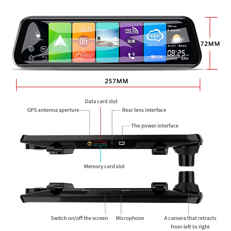 EGO Mirror Car Dash Cam Camera ADAS GPS WIFI DVR Kamera Mobil Dashcam