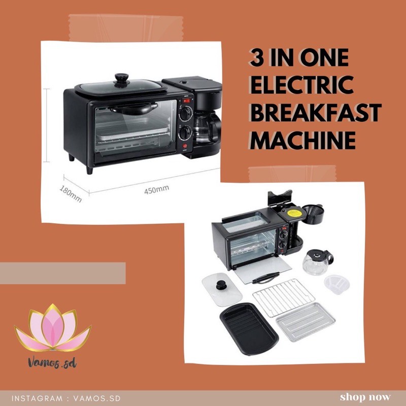 3in1 Breakfast Machine / Mesin sarapan / Mesin pembuat kopi / Oven 3in1