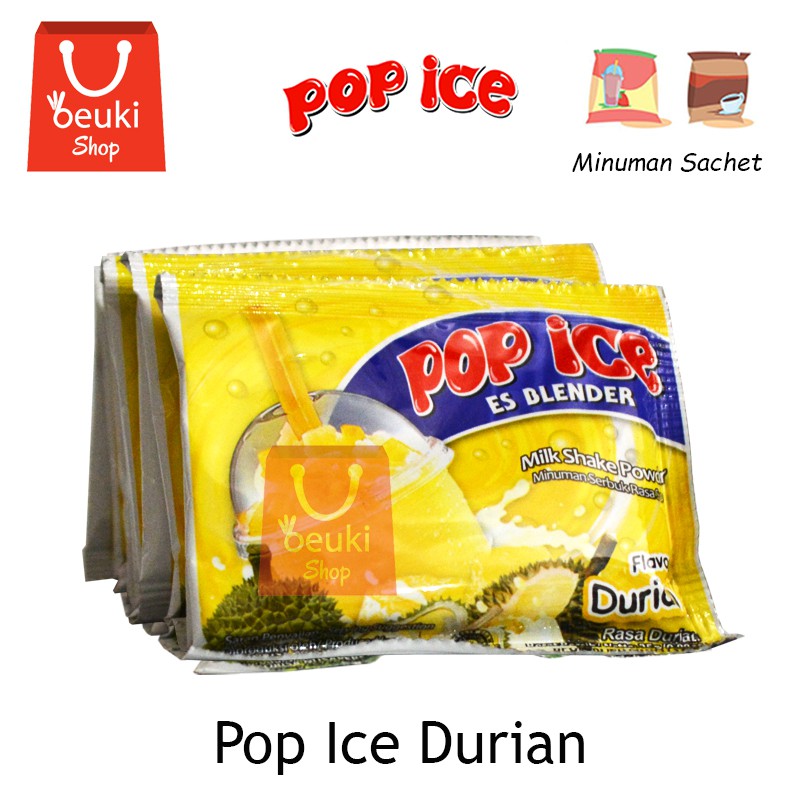 

Pop Ice Es Blender Milkshake Powder Rasa Durian Seger Nikmatnya - 10pcs x 25gr