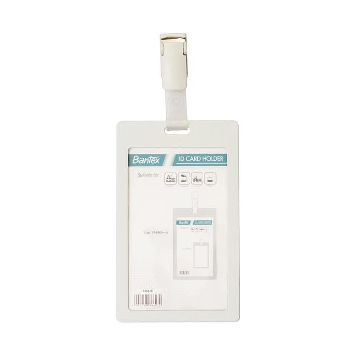 

ID Card Holder 54 x 90 mm Potrait + Clip Bantex 8866-07 WHITE