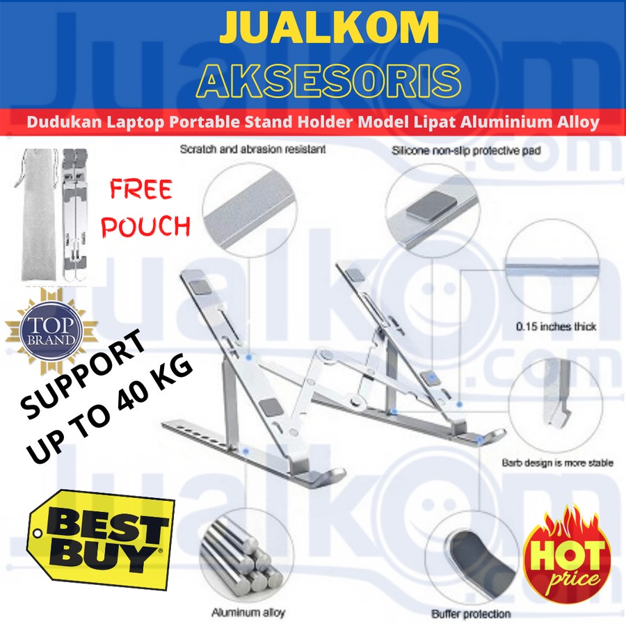 Stand Laptop Dudukan Tab Ipad Di Meja Full Besi Alloy