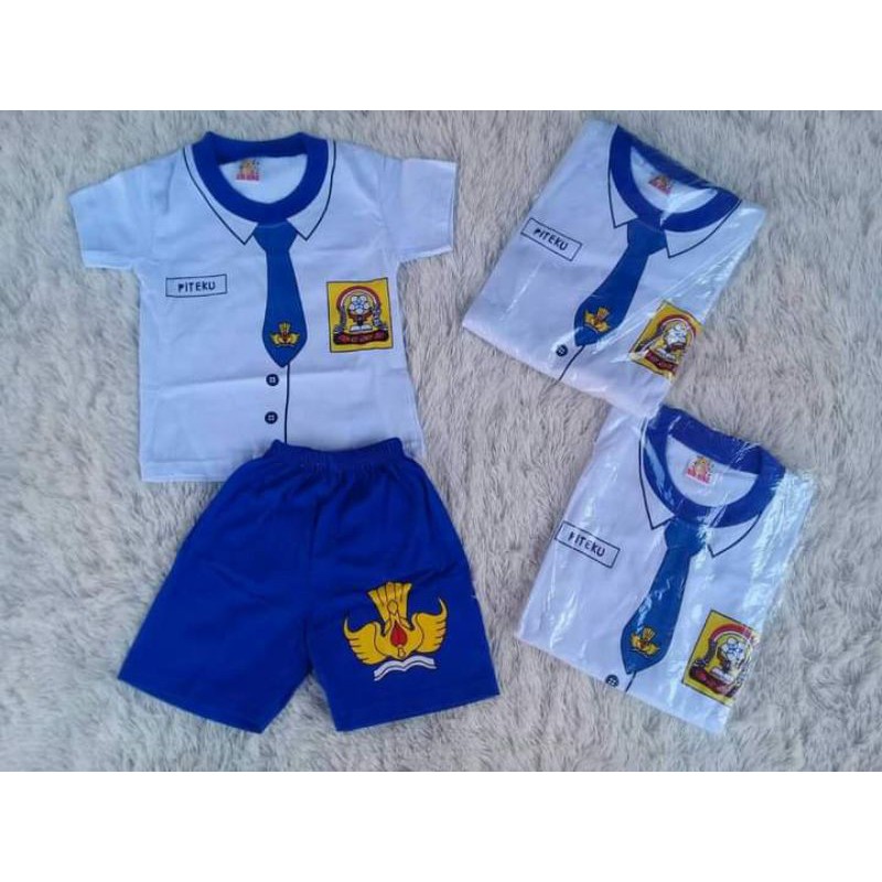 Setelan anak cowok 1 2 tahun motif sekolah smp baju baby cowok dasi laki (Setelan baby Smp )