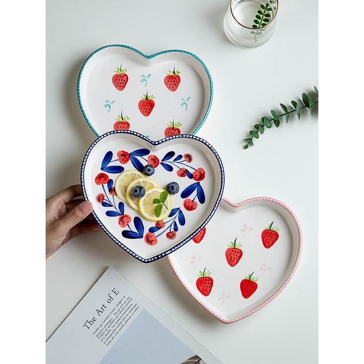 [PURETO HANDMADE] Heart Plate - Piring Hati Strawberry Bunga Cantik