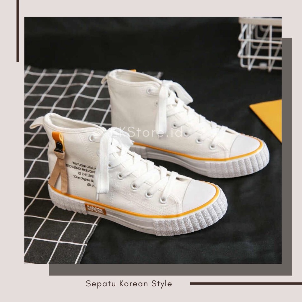 (Size 36-40) Sepatu Sneakers Canvas Hightop Wanita Import Korea Fashion Mutuoni /Sepatu Kets Korean Style Terbaru