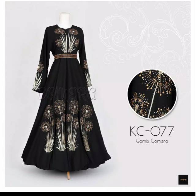 Gamis Comera KC-077 Jetblack Bordir