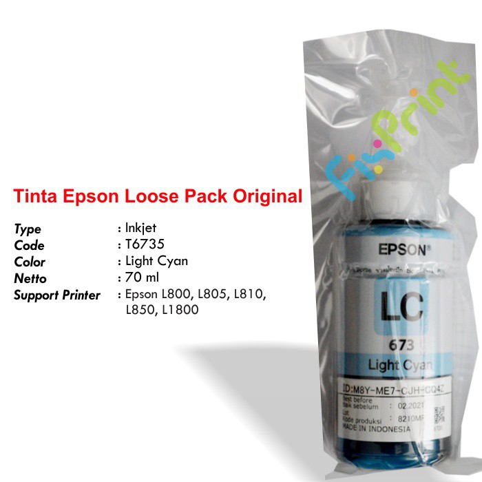 Tinta Original Epson 673 T6731 T6732 T6733 T6734 T6735 T6736 Refill Printer L800 L805 810 L850 L180