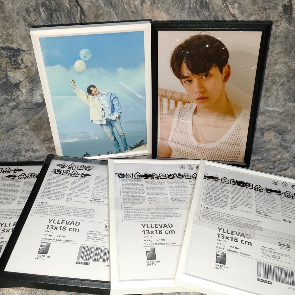 Frame IKEA YLLEVAD Putih Hitam Bingkai Foto Kpop | Frame untuk postcard 13x18 cm