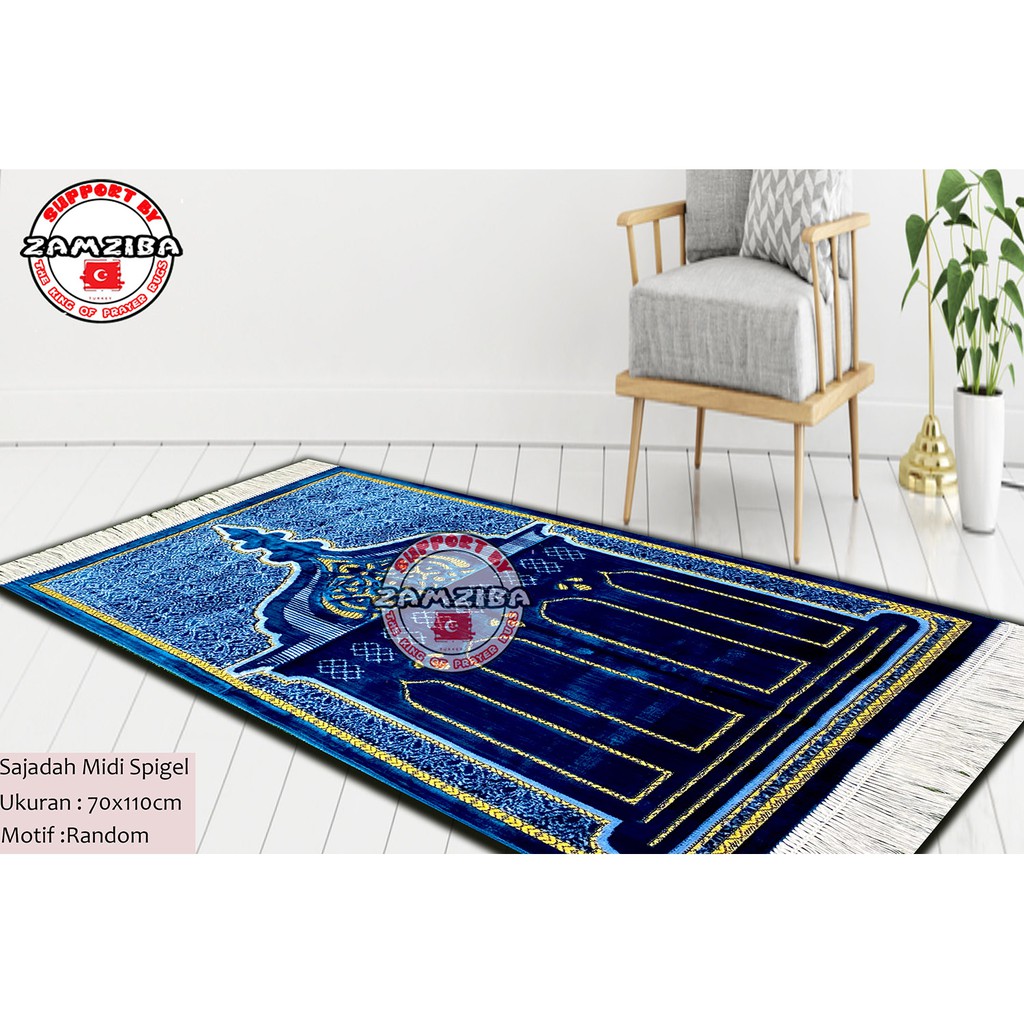 Sajadah Turki Midi Ukuran Medium 55x110cm Bahan Tebal Dan Halus Perlengkapan Sholat Pakaian Muslim Sauvenir Olah2 Zamziba Sejadah