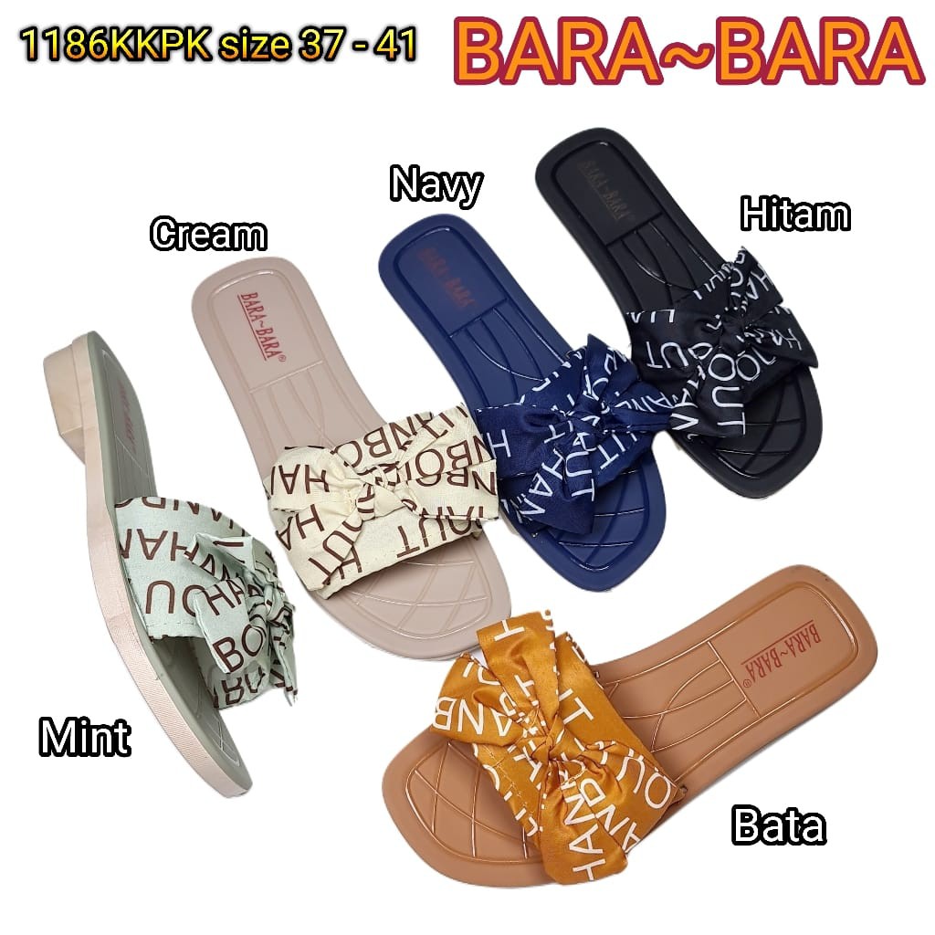 jelly sandal wanita bara bara pita kain sendal cewek selop barabara karet import 1186KKPK