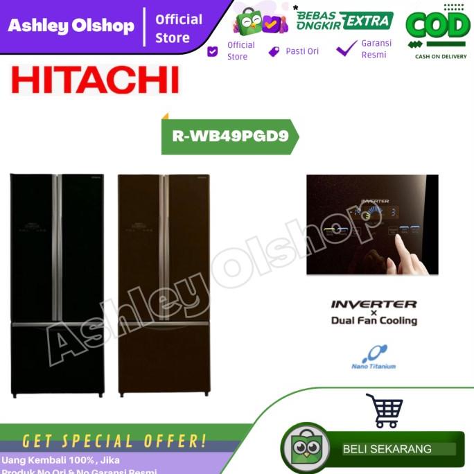 Kulkas 3 Pintu Freezer Bawah 405 liter Hitachi R-WB49PGD9-GBK 405L