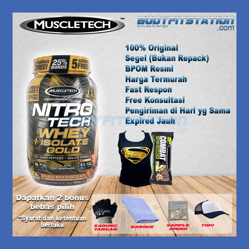 Muscletech NitroTech Whey plus Isolate Gold 2 Lbs / lb muscle nitro tech protein suplemen susu tech