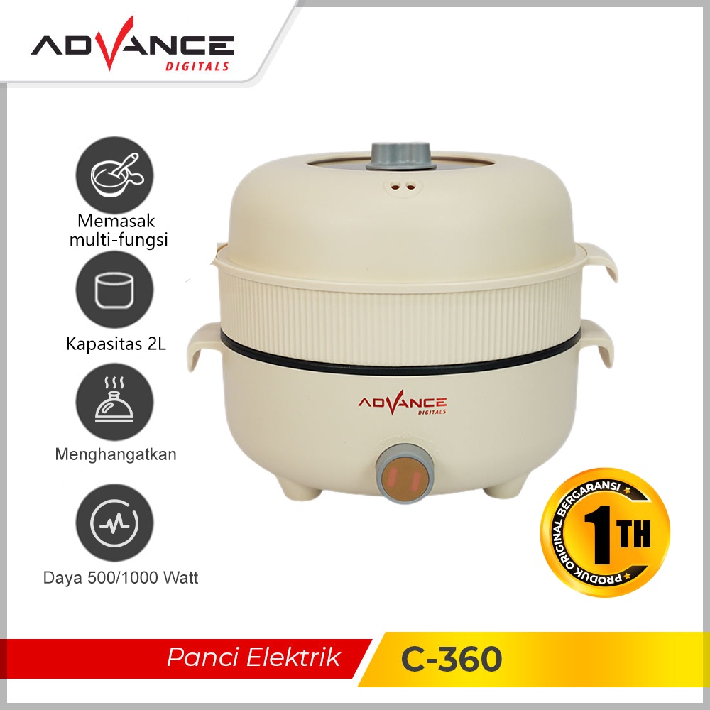 Advance C-360 Panci Listrik Elektrik Multifungsi Warmer Steamer Cooker 26 Cm Garansi 1 Tahun