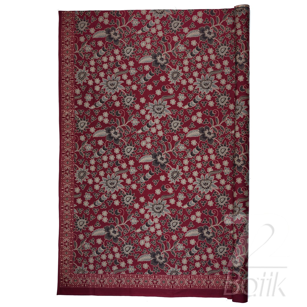 BAHAN BATIK PREMIUM Katun Motif Kembang Warna Merah Maroon Marun Maron 729005 Cap 72 Jarik Jarit Samping Kebat Panjang Batik Katun Modern Premium Bahan Seragam Batik Pernikahan Kantor Keluarga Murah Kamen Jadi Batik Bali Lembaran