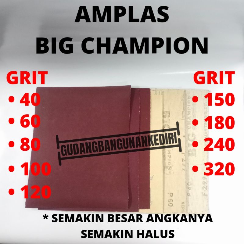 [LEMBARAN TERLENGKAP] Kertas gosok amplas rempelas remplas merah BIG CHAMPION FORTIS