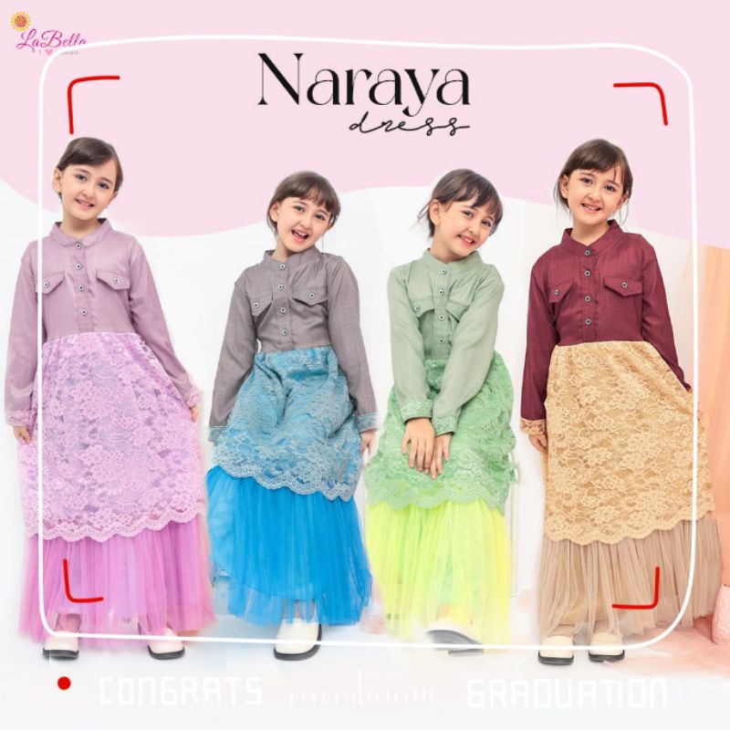 GAMIS ANAK BROKAT KOMBINASI TILE GAUN PESTA BRUKAT DRESS CASUAL TUTU MEWAH NARAYA LABELLA