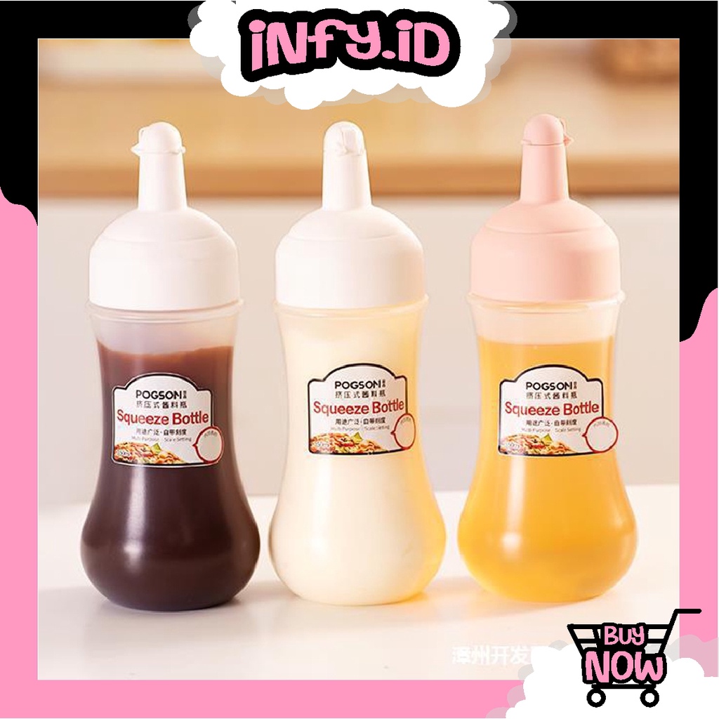 INFY - R694 Botol Saus Botol Minyak Botol Kecap Botol Mayonaise Saos Portable 350ml Bahan Plastik PP silikon